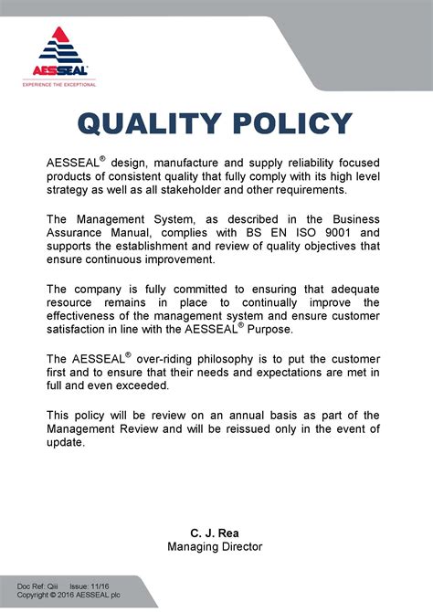 Quality Policy .